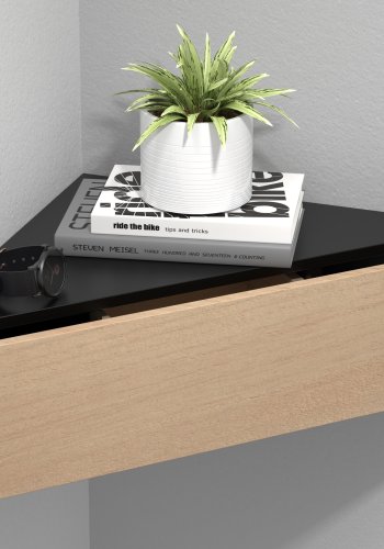 VCM NORDIC Usal S hjrne vghylde, m. 1 skuffe - natur og sort tr (60x42,4)