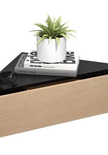 VCM NORDIC Usal S hjrne vghylde, m. 1 skuffe - natur og sort tr (60x42,4)