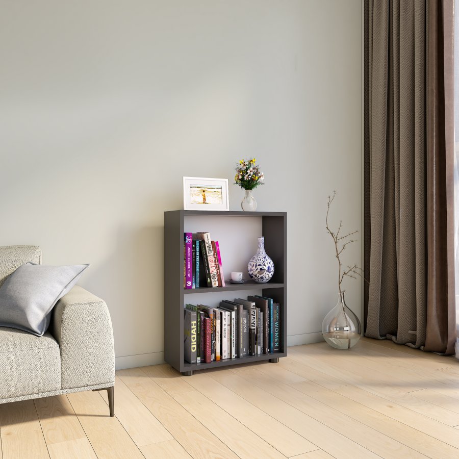 VCM NORDIC Bulas 2-rum reol, m. 1 hylde - hvid og antracitgr tr