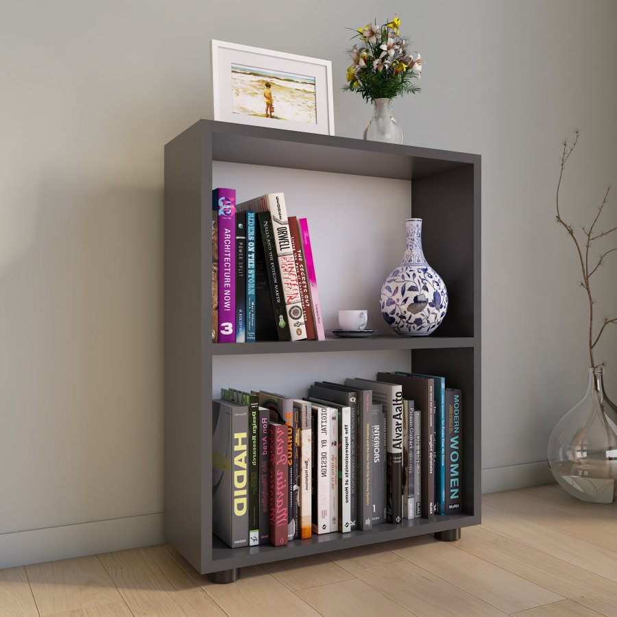 VCM NORDIC Bulas 2-rum reol, m. 1 hylde - hvid og antracitgr tr