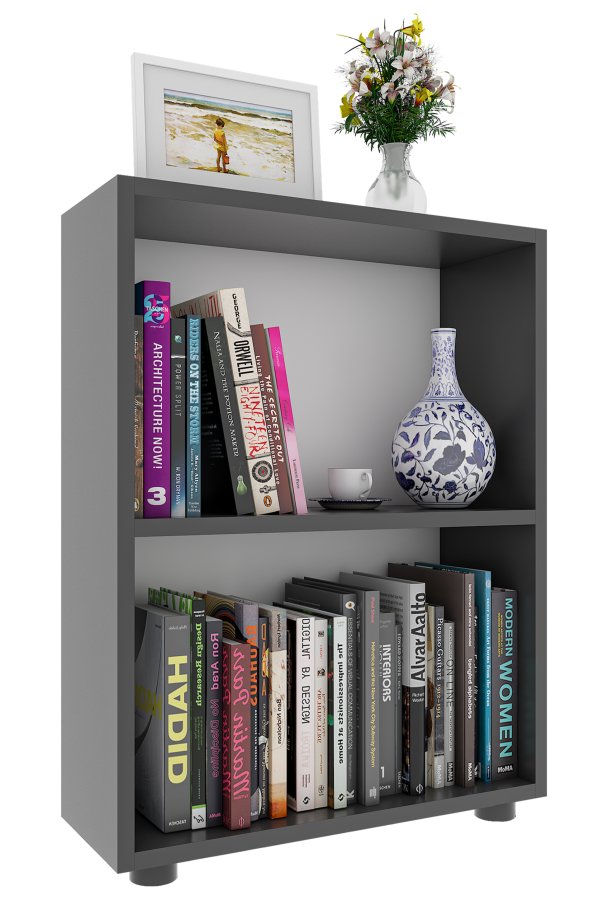 VCM NORDIC Bulas 2-rum reol, m. 1 hylde - hvid og antracitgr tr