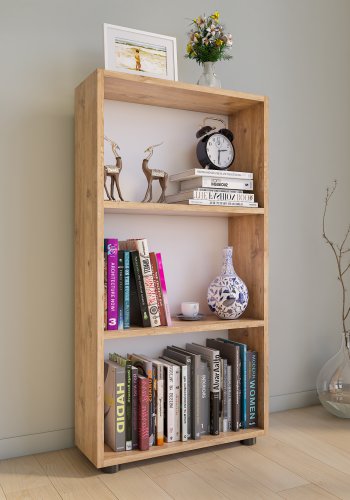 VCM NORDIC Bulas 3-rum reol, m. 2 hylder - hvid og natur tr