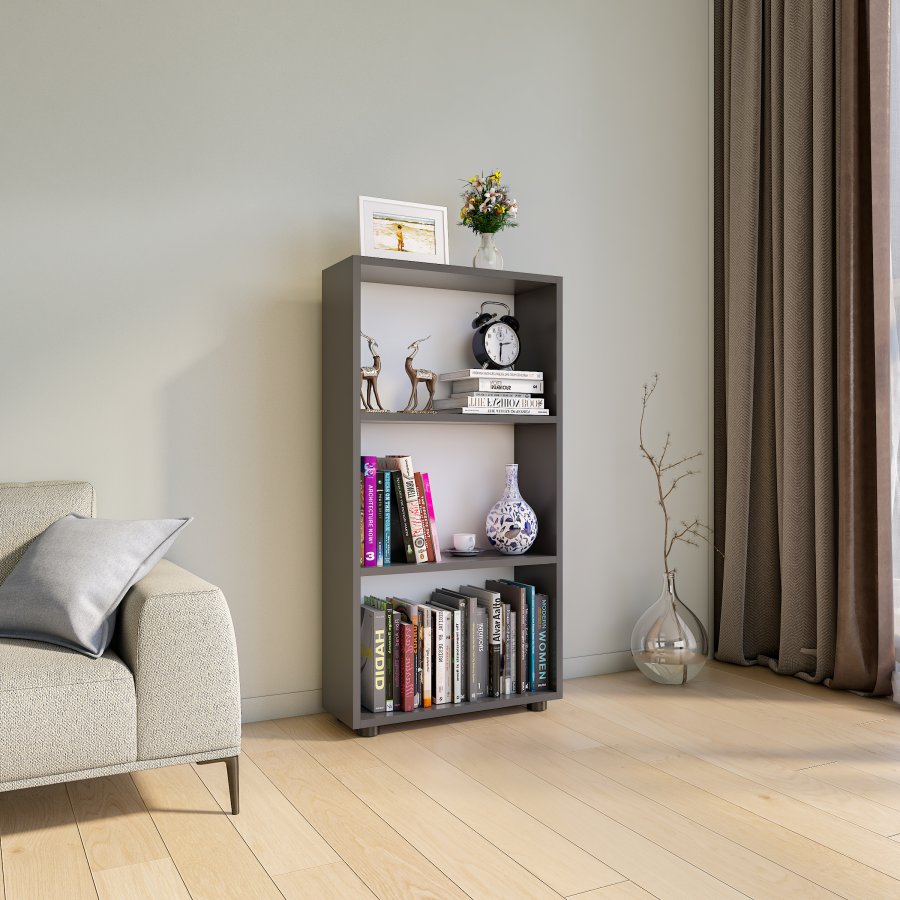  VCM Nordic  VCM NORDIC Bulas 3-rum reol, m. 2 hylder - hvid og antracitgr tr