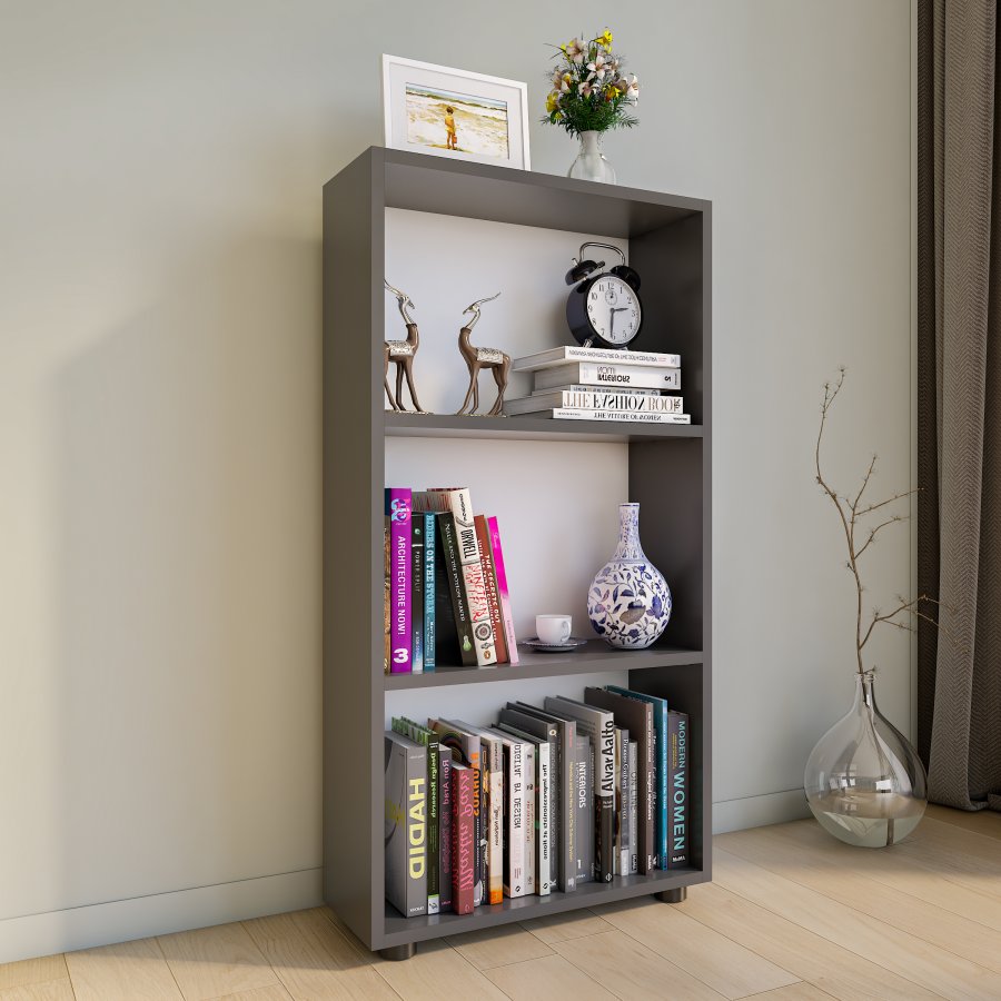  VCM Nordic  VCM NORDIC Bulas 3-rum reol, m. 2 hylder - hvid og antracitgr tr