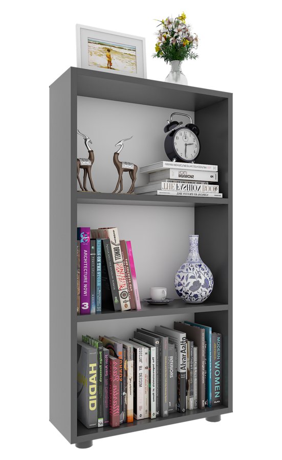  VCM Nordic  VCM NORDIC Bulas 3-rum reol, m. 2 hylder - hvid og antracitgr tr