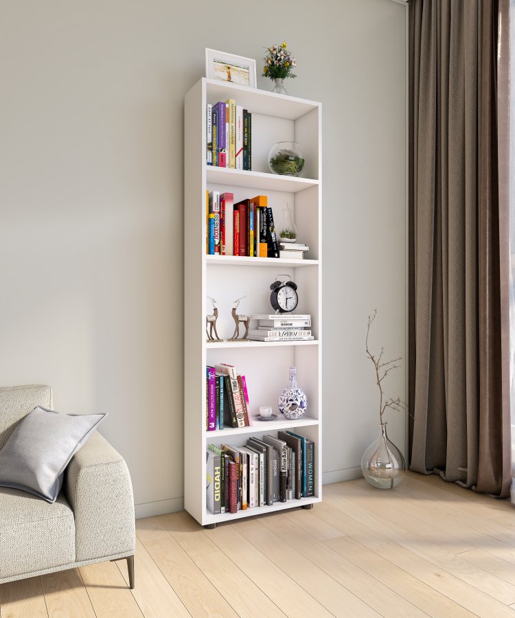 VCM NORDIC Bulas 5-rum reol, m. 4 hylder - hvid tr