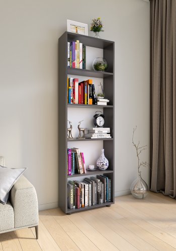 VCM NORDIC Bulas 5-rum reol, m. 4 hylder - hvid og antracitgr tr