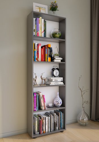 VCM NORDIC Bulas 5-rum reol, m. 4 hylder - hvid og antracitgr tr