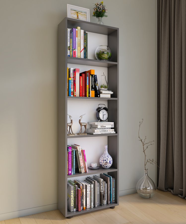 VCM NORDIC Bulas 5-rum reol, m. 4 hylder - hvid og antracitgr tr