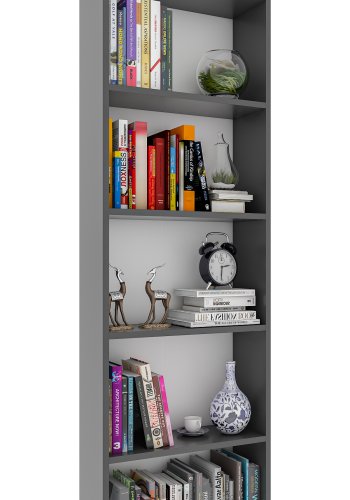 VCM NORDIC Bulas 5-rum reol, m. 4 hylder - hvid og antracitgr tr