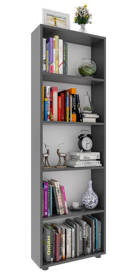 VCM NORDIC Bulas 5-rum reol, m. 4 hylder - hvid og antracitgr tr