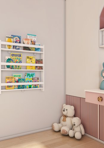 VCM NORDIC Kidos vghylde til brn, m. 3 bne rum - hvid tr