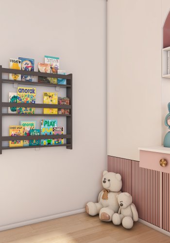 VCM NORDIC Kidos vghylde til brn, m. 3 bne rum - antracitgr tr