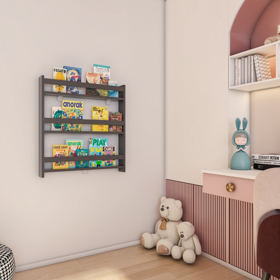 VCM NORDIC Kidos vghylde til brn, m. 3 bne rum - antracitgr tr