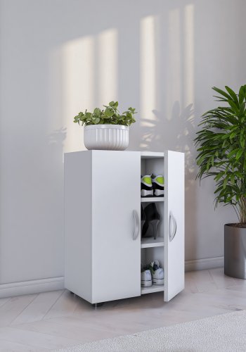 VCM NORDIC Ulas 3-rum skoskab, m. 2 lger, 2 hylder - hvid tr