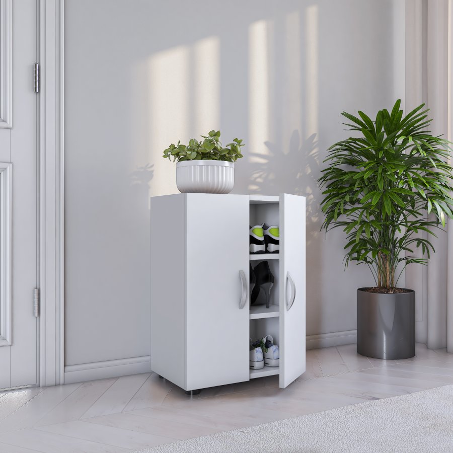 VCM NORDIC Ulas 3-rum skoskab, m. 2 lger, 2 hylder - hvid tr