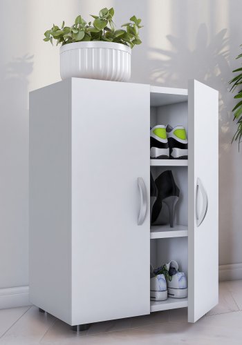 VCM NORDIC Ulas 3-rum skoskab, m. 2 lger, 2 hylder - hvid tr