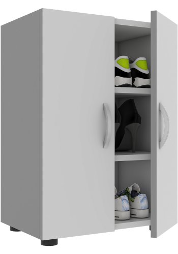 VCM NORDIC Ulas 3-rum skoskab, m. 2 lger, 2 hylder - hvid tr