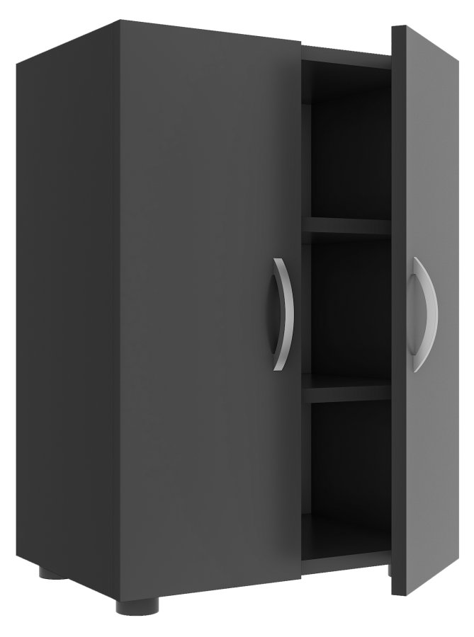 VCM NORDIC Ulas 3-rum skoskab, m. 2 lger, 2 hylder - antracitgr tr