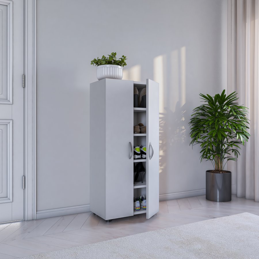 VCM NORDIC Ulas 5-rum skoskab, m. 2 lger, 4 hylder - hvid tr