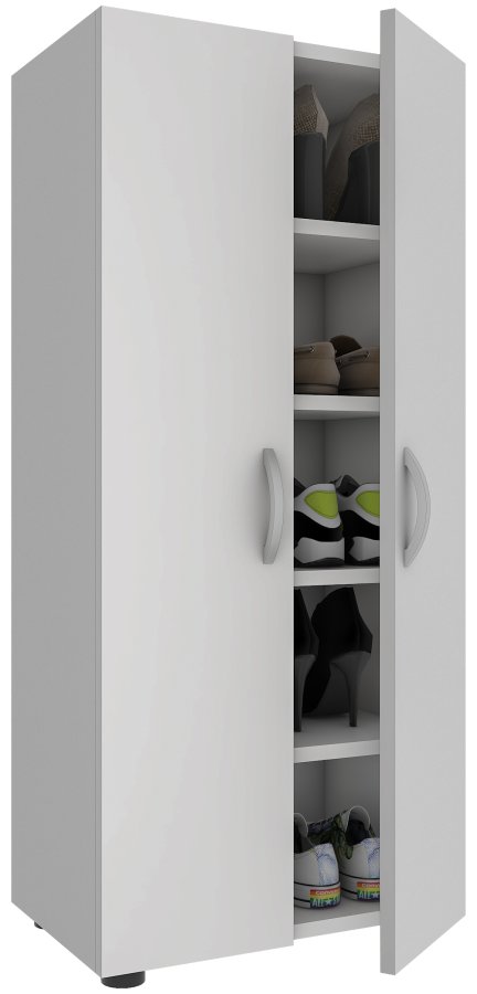 VCM NORDIC Ulas 5-rum skoskab, m. 2 lger, 4 hylder - hvid tr