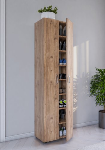 VCM NORDIC Ulas 8-rum skoskab, m. 2 lger, 7 hylder - natur tr
