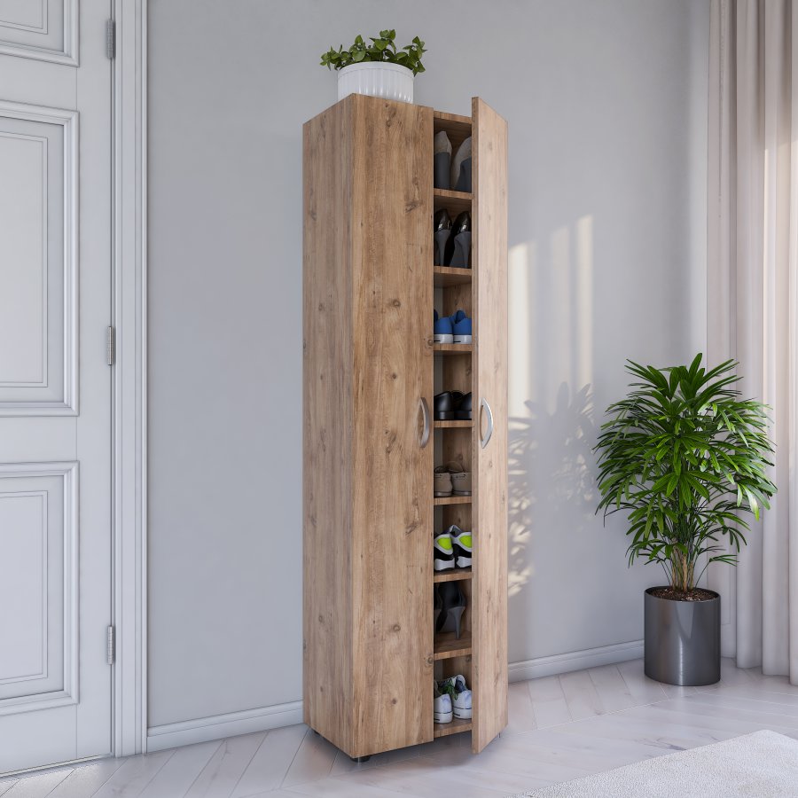 VCM NORDIC Ulas 8-rum skoskab, m. 2 lger, 7 hylder - natur tr