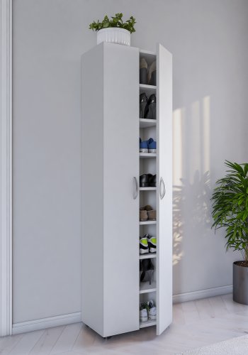 VCM NORDIC Ulas 8-rum skoskab, m. 2 lger, 7 hylder - hvid tr