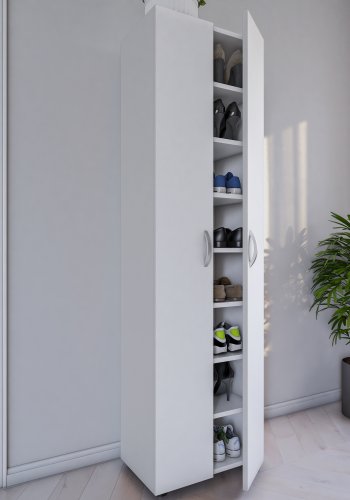 VCM NORDIC Ulas 8-rum skoskab, m. 2 lger, 7 hylder - hvid tr