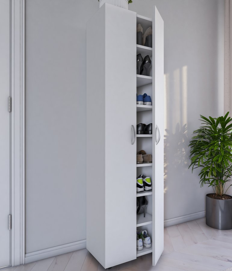 VCM NORDIC Ulas 8-rum skoskab, m. 2 lger, 7 hylder - hvid tr