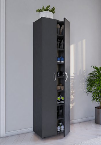 VCM NORDIC Ulas 8-rum skoskab, m. 2 lger, 7 hylder - antracitgr tr