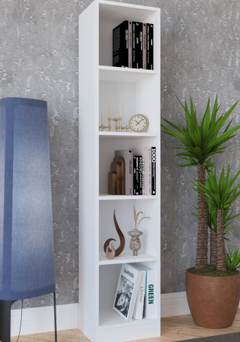 VCM NORDIC Dilos L reol, m. 4 hylder - hvid tr