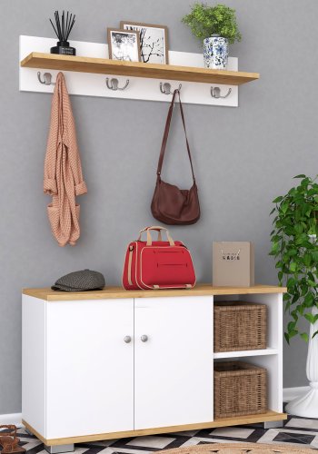 VCM NORDIC Gados L knagerkke og skab, m. 2 lger og 2 hylder - hvid og natur tr