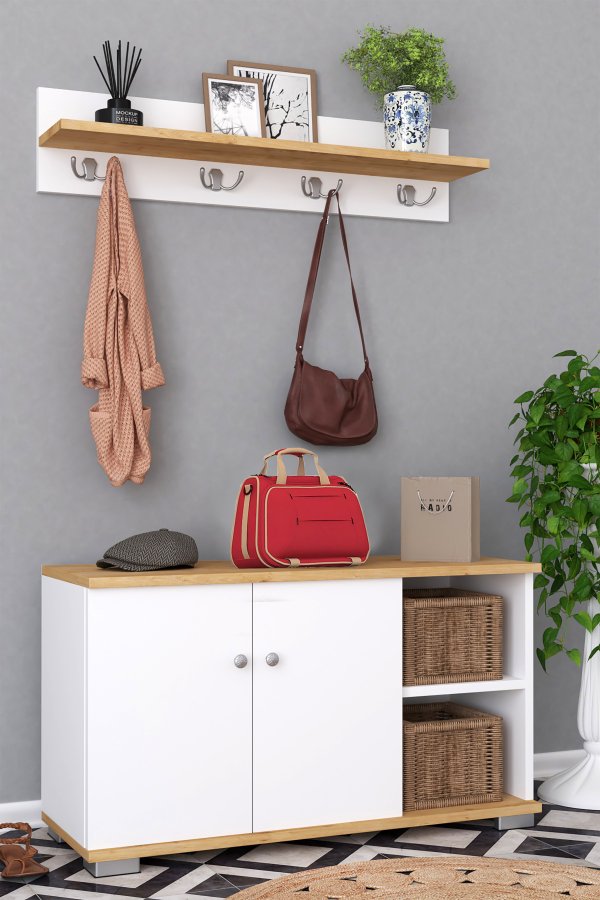 VCM NORDIC Gados L knagerkke og skab, m. 2 lger og 2 hylder - hvid og natur tr