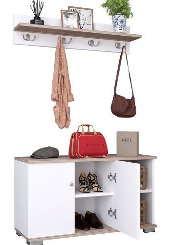 VCM NORDIC Gados L knagerkke og skab, m. 2 lger og 2 hylder - hvid og natur tr