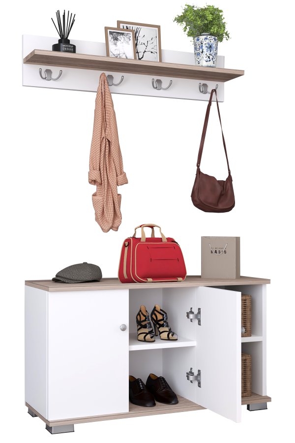 VCM NORDIC Gados L knagerkke og skab, m. 2 lger og 2 hylder - hvid og natur tr