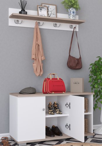 VCM NORDIC Gados L knagerkke og skab, m. 2 lger og 2 hylder - hvid og natur tr
