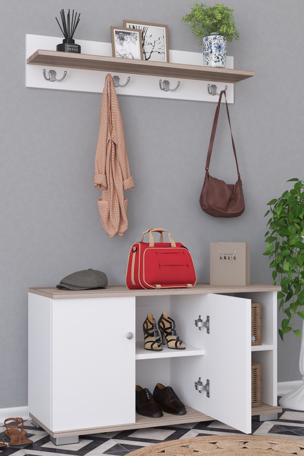 VCM NORDIC Gados L knagerkke og skab, m. 2 lger og 2 hylder - hvid og natur tr