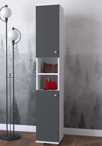 VCM NORDIC Gados M skoskab, m. 2 lger, 7 hylder - hvid og antracitgr tr