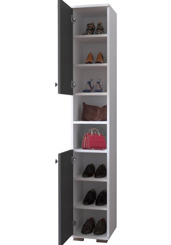 VCM NORDIC Gados M skoskab, m. 2 lger, 7 hylder - hvid og antracitgr tr