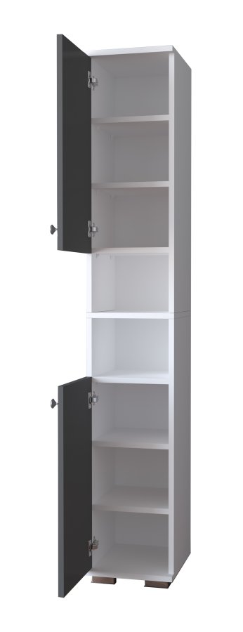 VCM NORDIC Gados M skoskab, m. 2 lger, 7 hylder - hvid og antracitgr tr