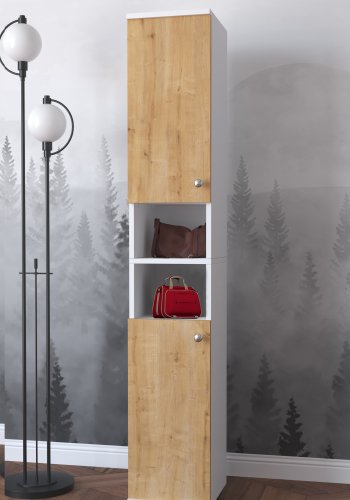 VCM NORDIC Gados M skoskab, m. 2 lger, 7 hylder - hvid og natur tr