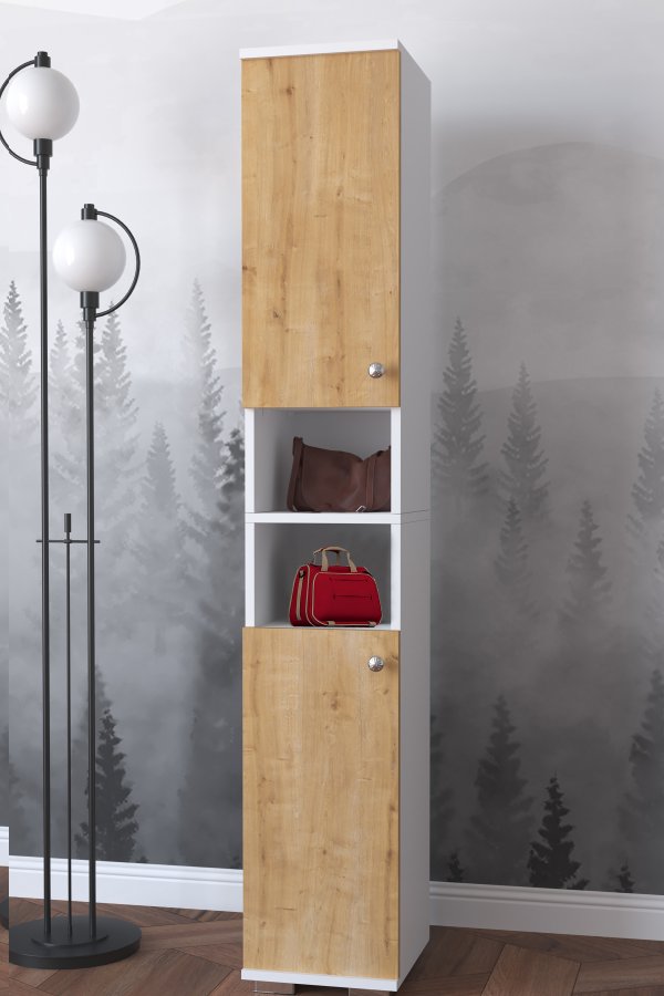 VCM NORDIC Gados M skoskab, m. 2 lger, 7 hylder - hvid og natur tr