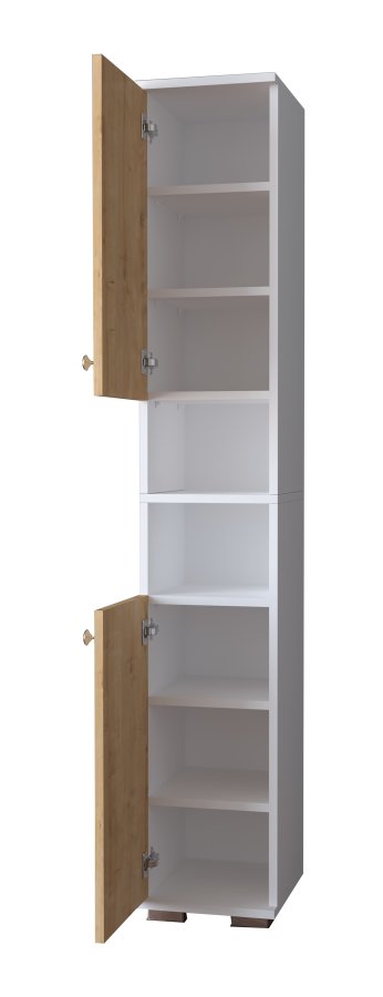 VCM NORDIC Gados M skoskab, m. 2 lger, 7 hylder - hvid og natur tr