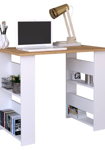 VCM NORDIC Efilo skrivebord, m. 4 rum - hvid og natur tr (90x56)