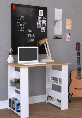 VCM NORDIC Efilo skrivebord, m. 4 rum - hvid og natur tr (90x56)