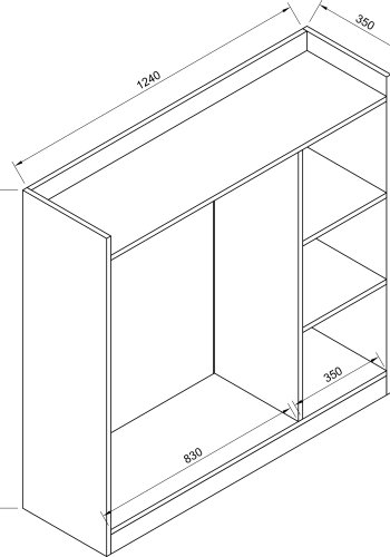 VCM NORDIC Palosa bent kldeskab, m. 2 hylder og 1 bjlestang - hvid tr