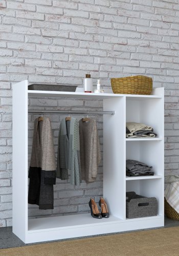 VCM NORDIC Palosa bent kldeskab, m. 2 hylder og 1 bjlestang - hvid tr