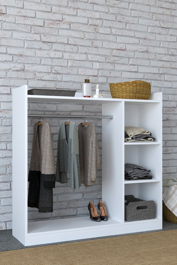 VCM NORDIC Palosa bent kldeskab, m. 2 hylder og 1 bjlestang - hvid tr