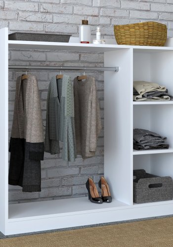 VCM NORDIC Palosa bent kldeskab, m. 2 hylder og 1 bjlestang - hvid tr